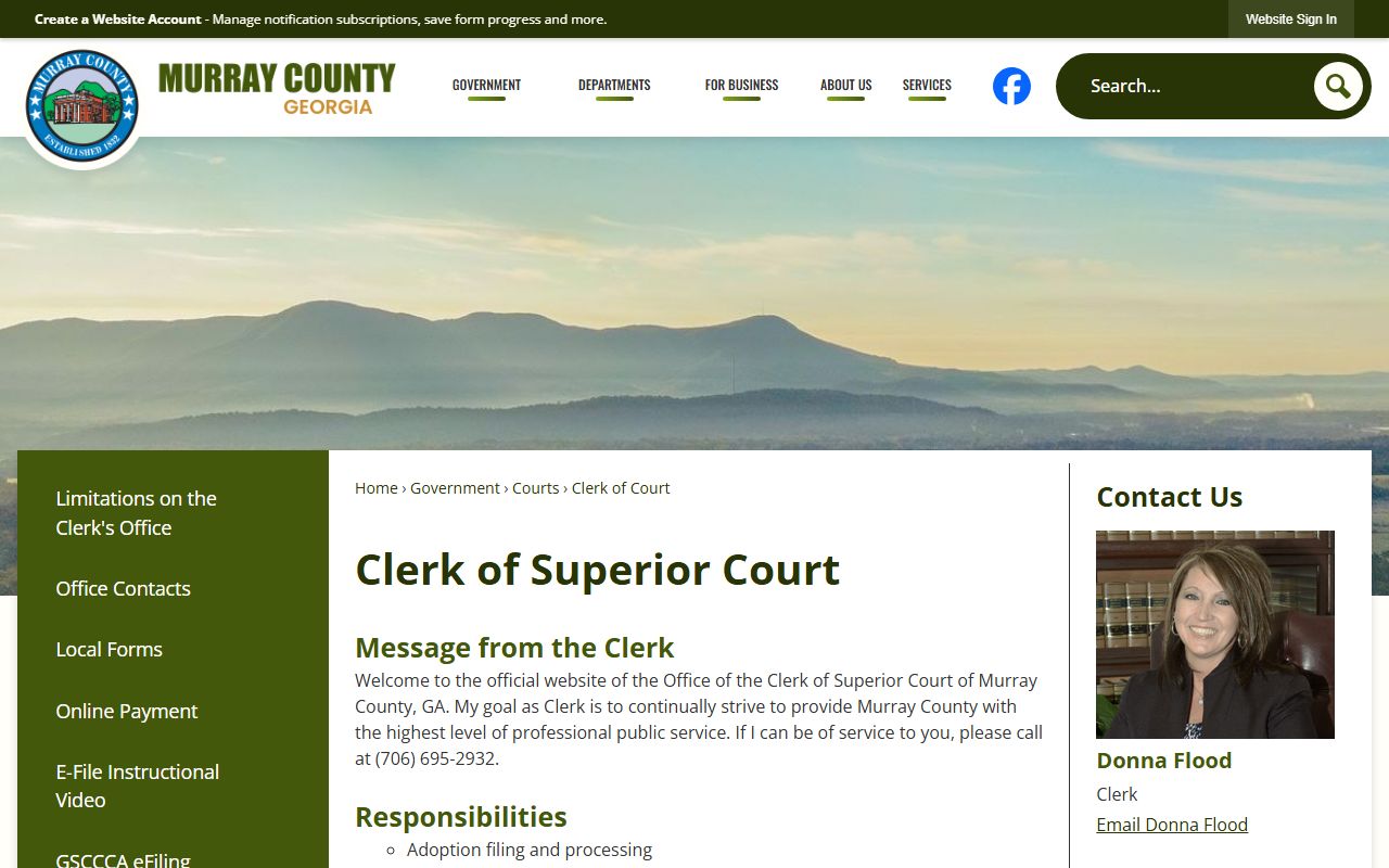 Murray County court records clerk criminal filing page after jail arrest